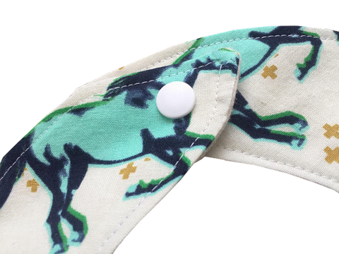 Boho Fringe Blue Horse Baby Bib