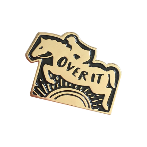 Over It Enamel Horse Jumper Pin