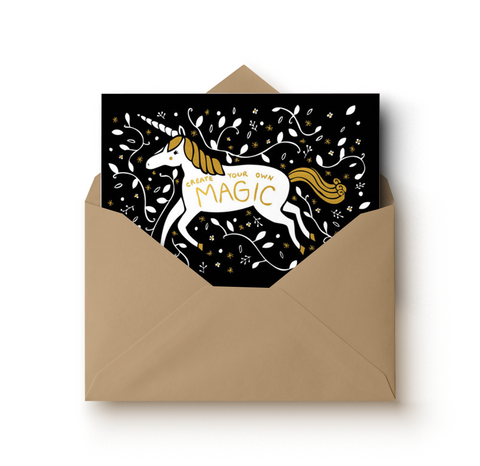 Gold Foil Unicorn Greeting Card